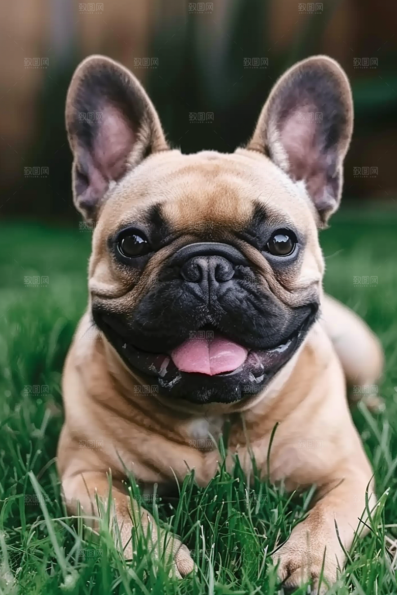 法国斗牛犬工作犬高清摄影图