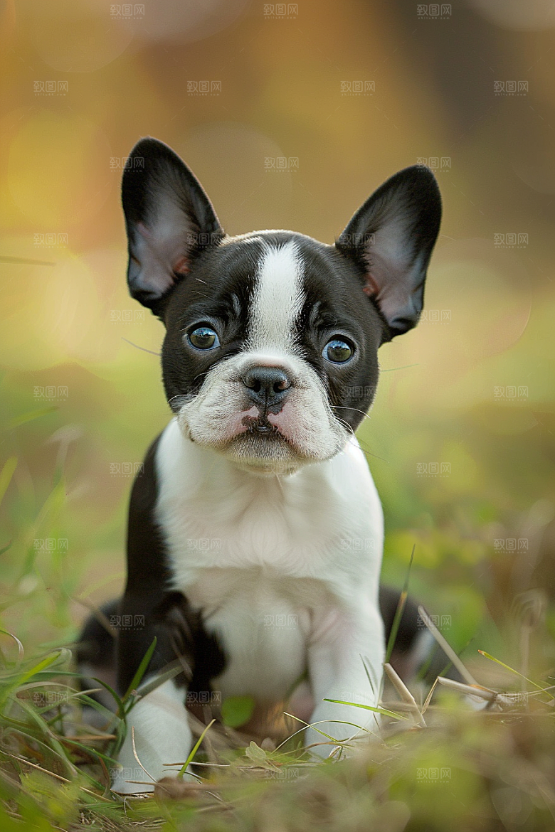 法国斗牛犬牧牛犬宠物摄影图