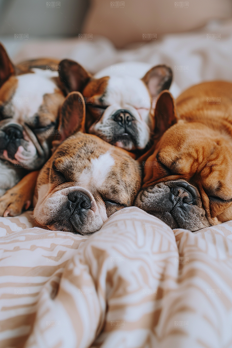 法国斗牛犬丑萌牧牛犬摄影图
