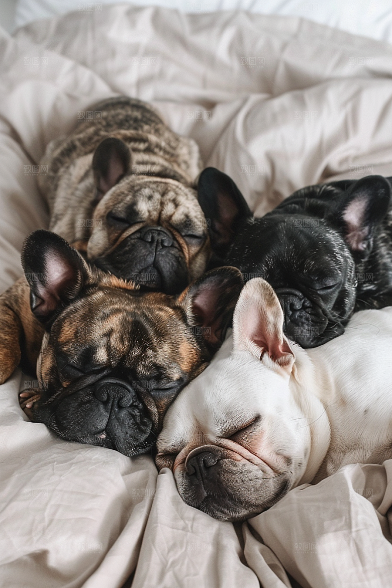 法国斗牛犬宠物牧牛犬摄影图