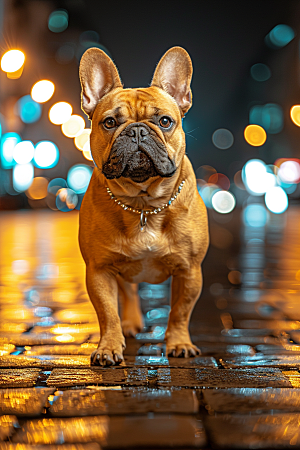 法国斗牛犬自然牧牛犬摄影图