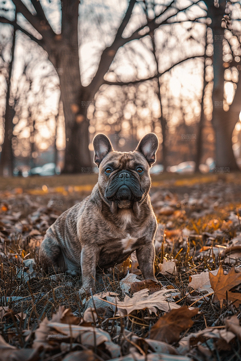 法国斗牛犬可爱工作犬摄影图