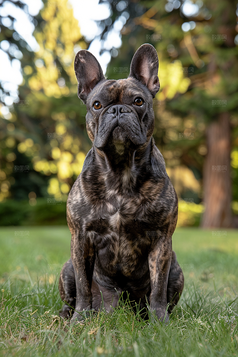 法国斗牛犬宠物工作犬摄影图