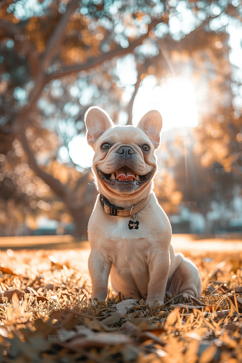法国斗牛犬自然牧牛犬摄影图