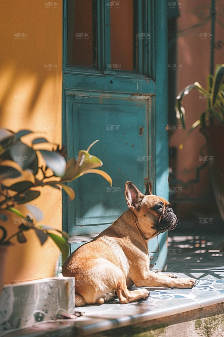 法国斗牛犬牧牛犬伴侣动物摄影图