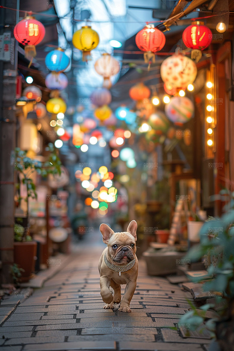 法国斗牛犬牧牛犬伴侣动物摄影图