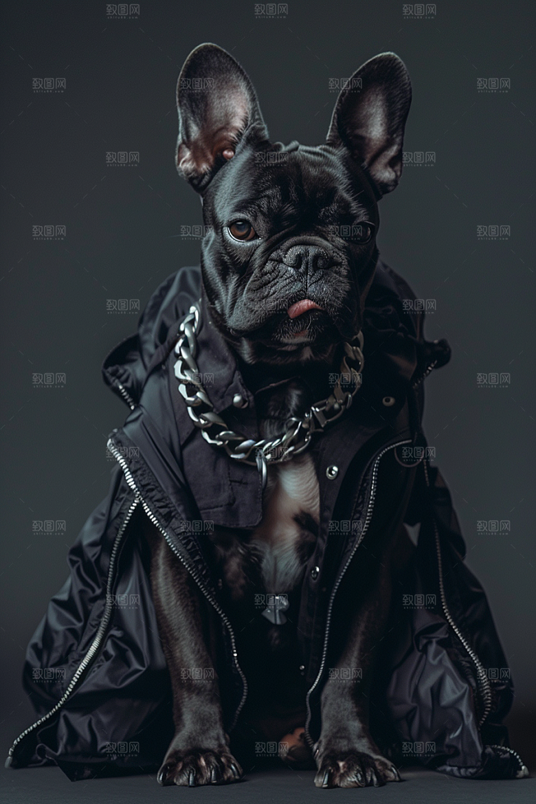 法国斗牛犬工作犬小狗摄影图