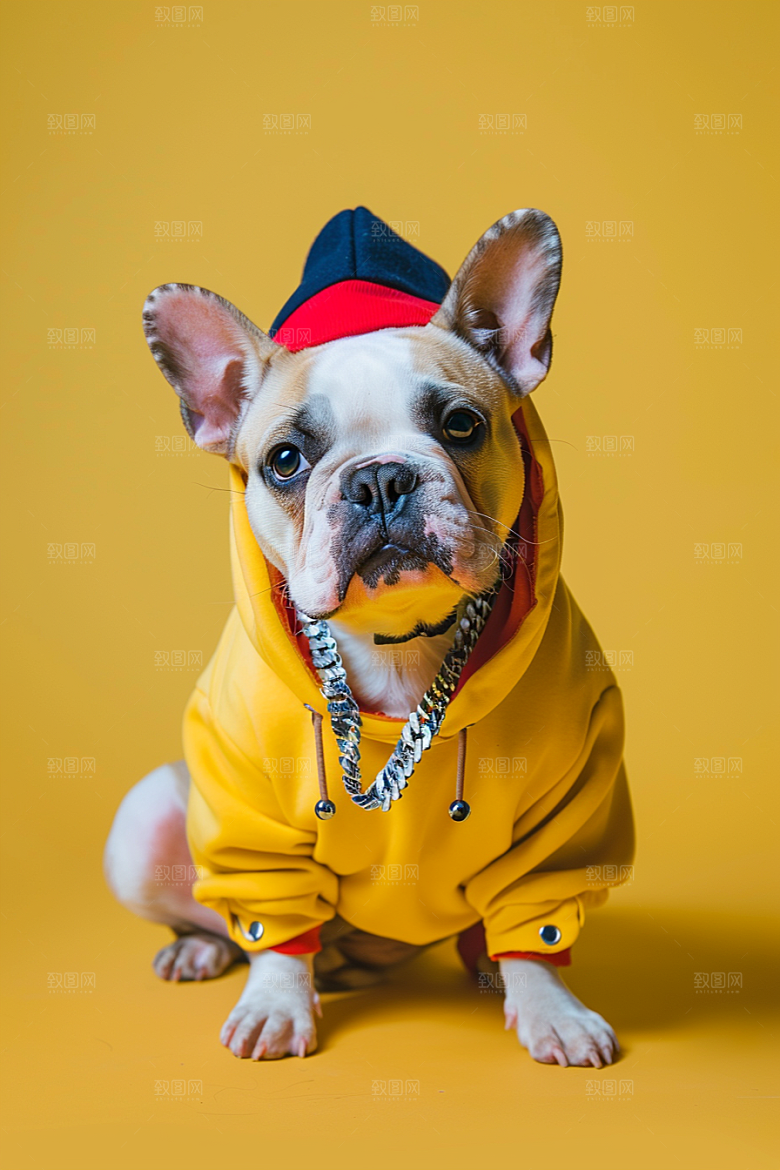 法国斗牛犬法斗小狗摄影图