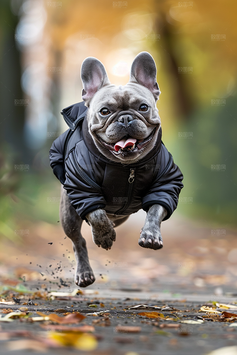 法国斗牛犬工作犬生活摄影图