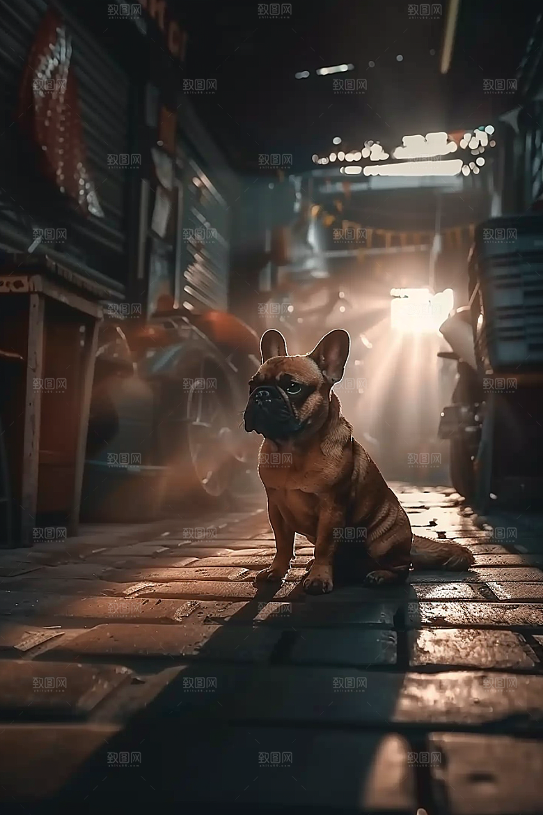 法国斗牛犬丑萌自然摄影图