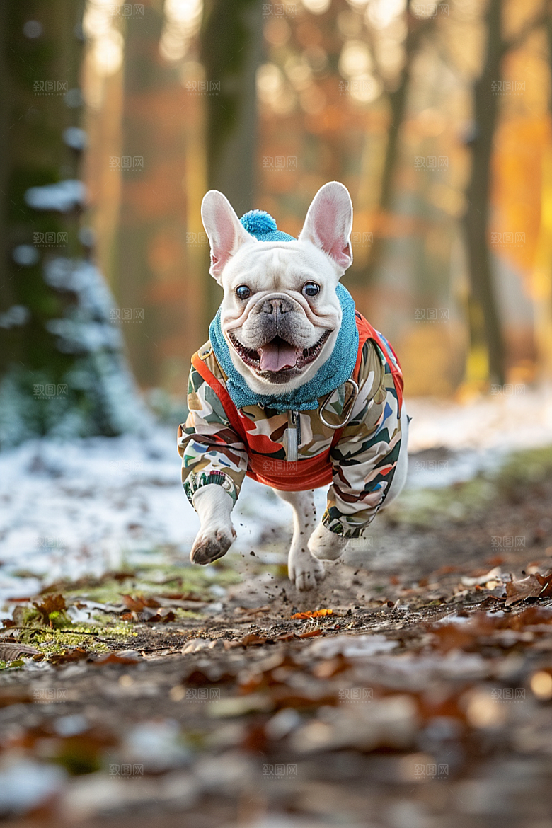 法国斗牛犬牧牛犬自然摄影图