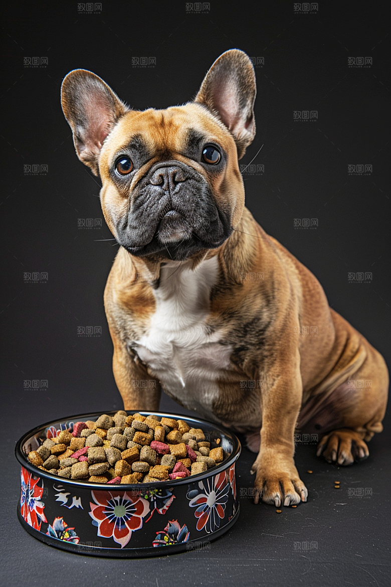 法国斗牛犬宠物牧牛犬摄影图