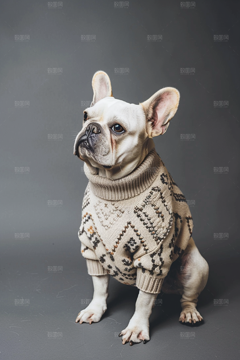 法国斗牛犬工作犬高清摄影图