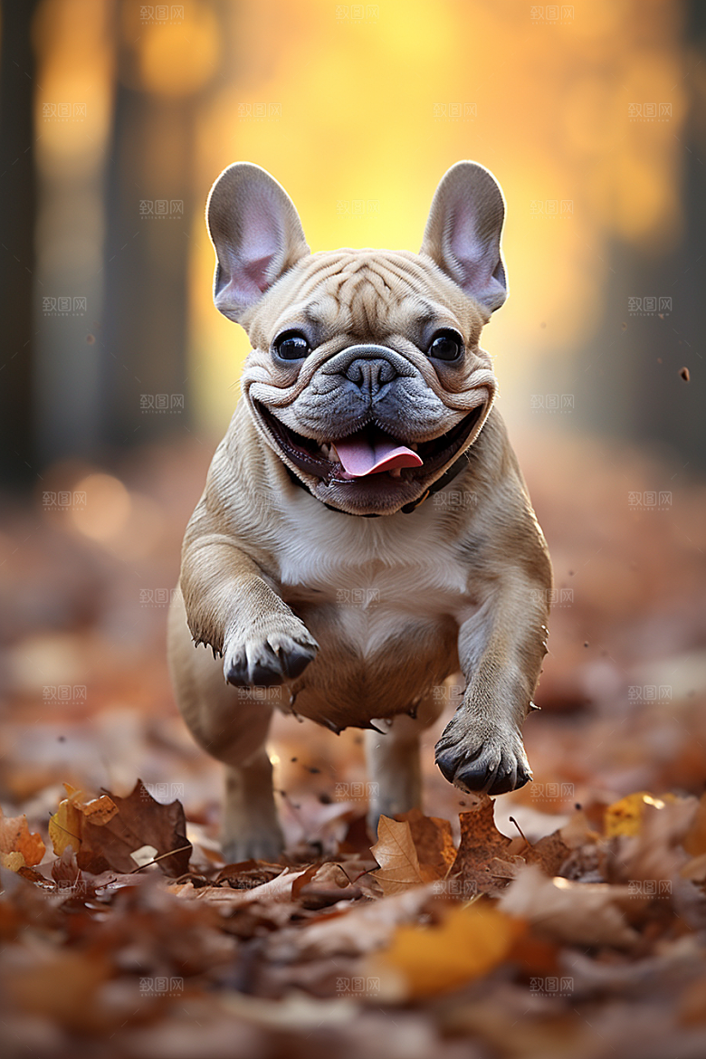 法国斗牛犬小狗工作犬摄影图