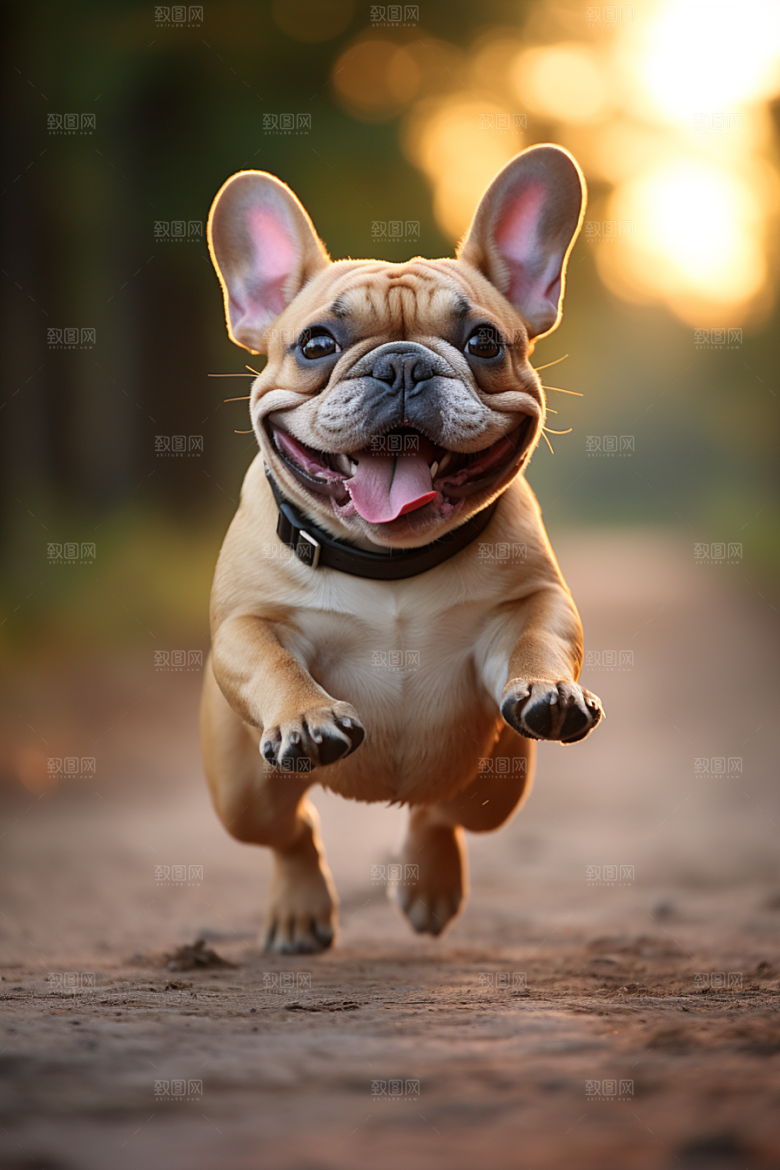 法国斗牛犬牧牛犬自然摄影图