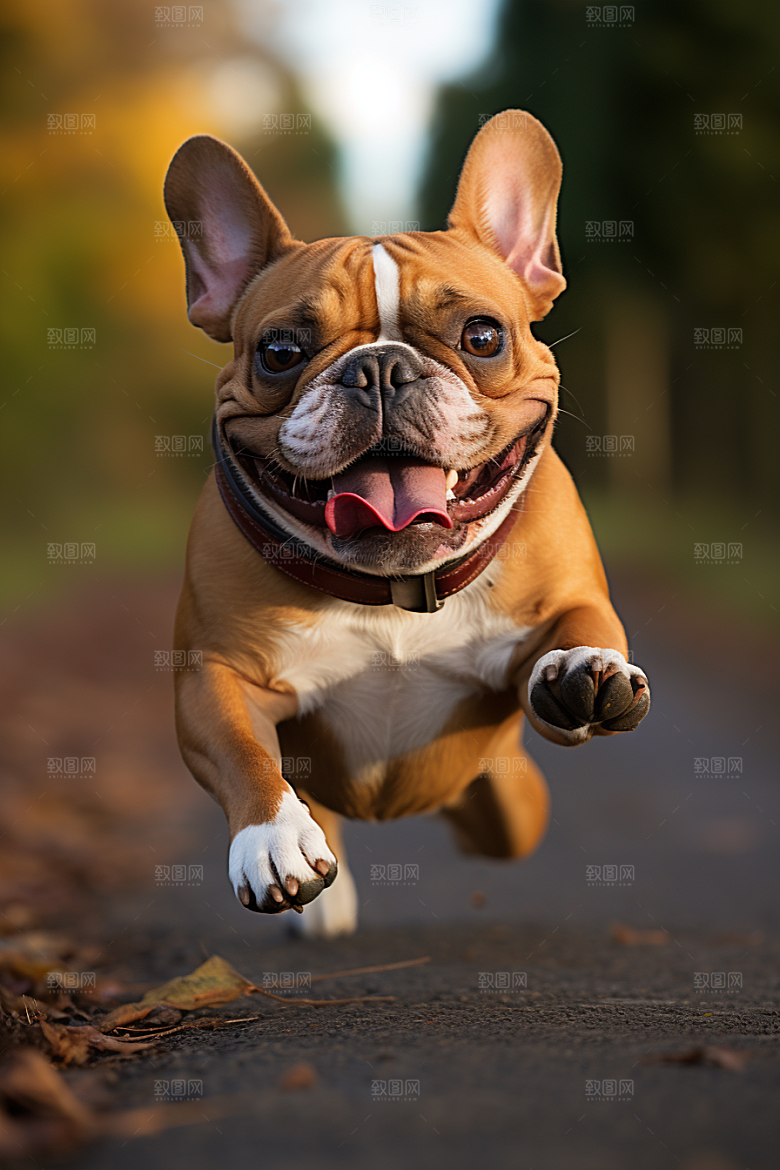 法国斗牛犬丑萌工作犬摄影图