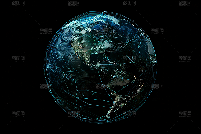 发光地球航空科幻素材