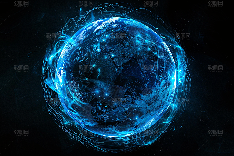 发光地球星球科幻素材