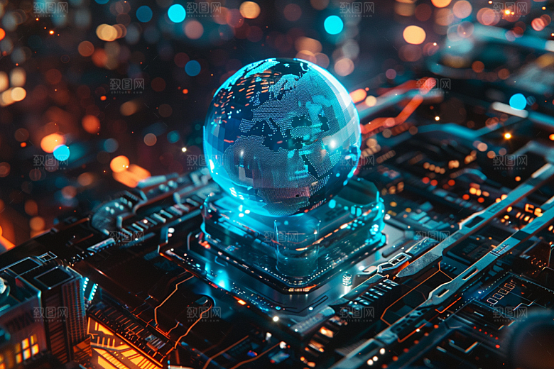 发光地球科幻高清素材