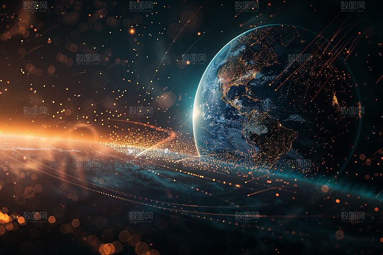 发光地球科幻星球素材