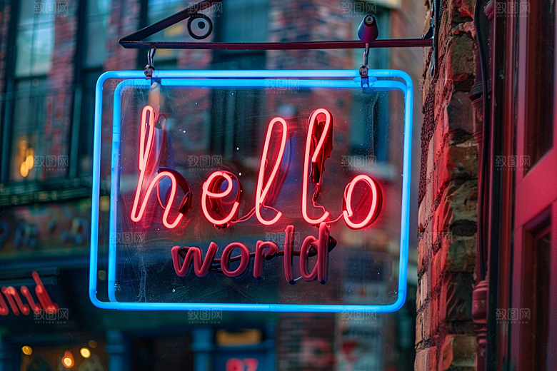 霓虹灯牌店招彩色发光字