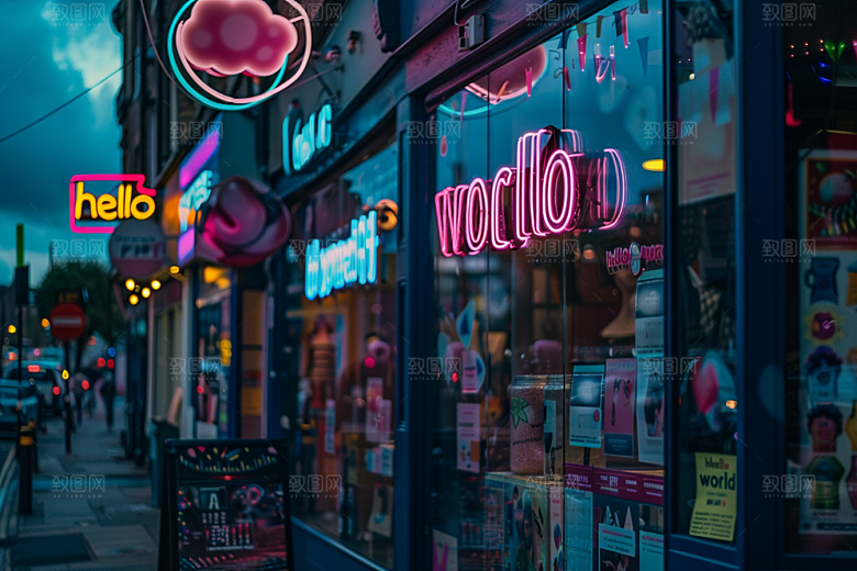 霓虹灯牌赛博朋克店招发光字