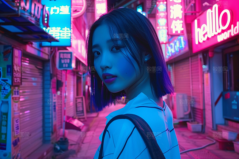 霓虹灯牌赛博朋克高清发光字
