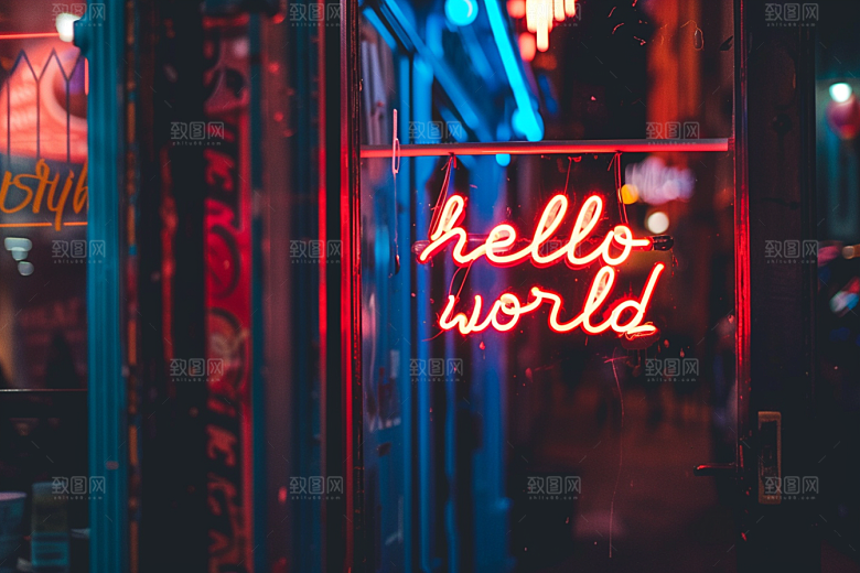 霓虹灯牌店招彩色发光字