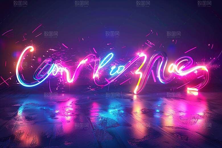 霓虹灯牌店招赛博朋克发光字