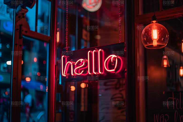 霓虹灯牌赛博朋克店招发光字