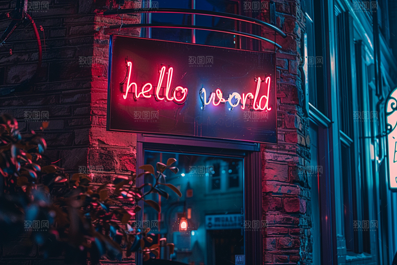 霓虹灯牌店招彩色发光字