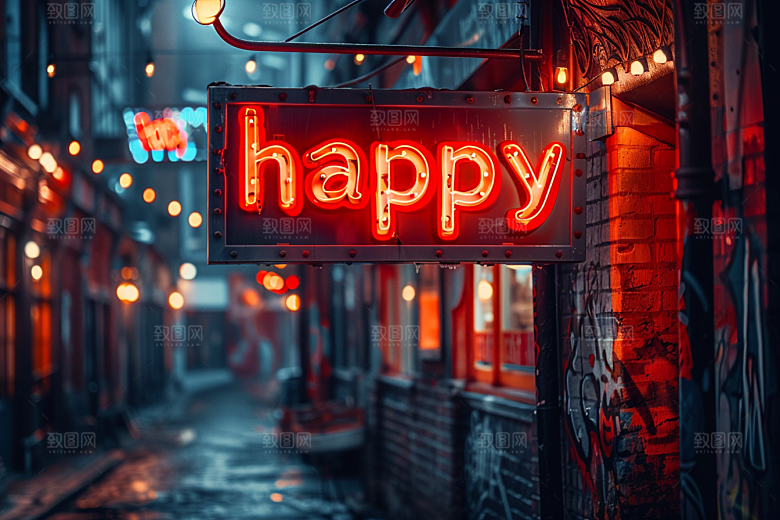 霓虹灯牌赛博朋克店招发光字