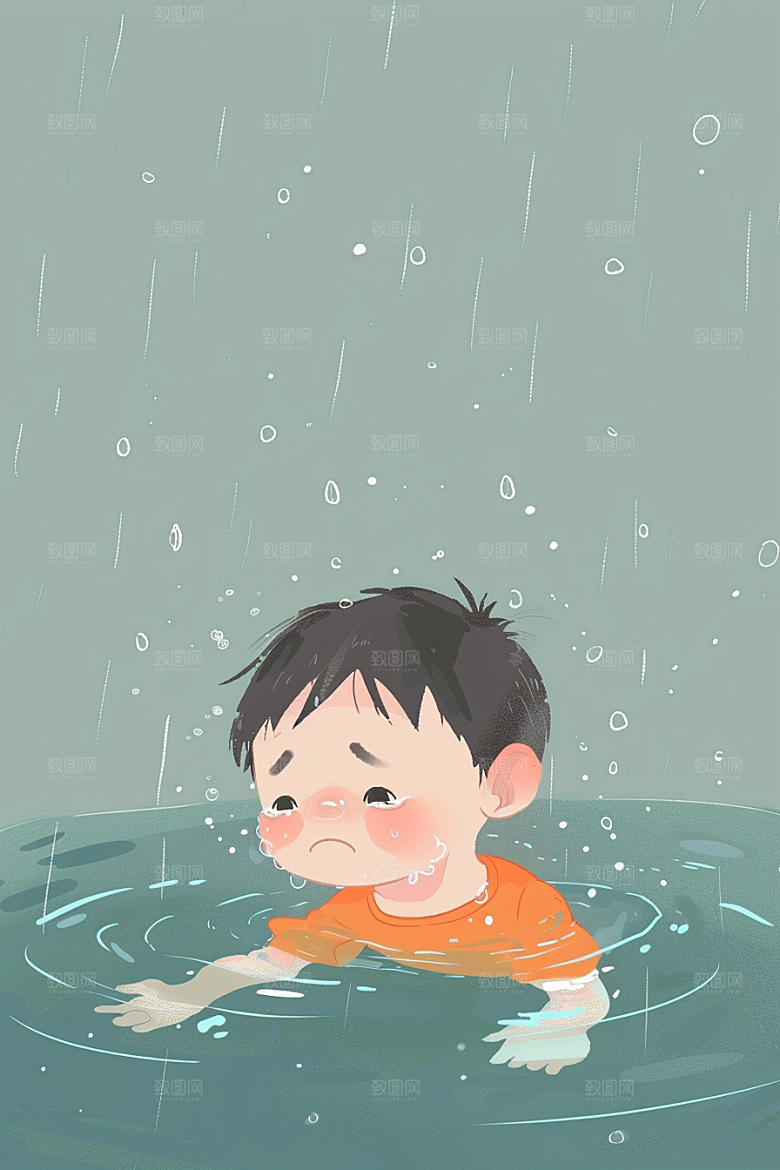 夏日防溺水科普游泳插画