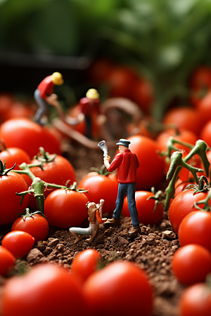 番茄生产立体微距小人