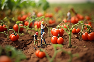 番茄立体生产微距小人