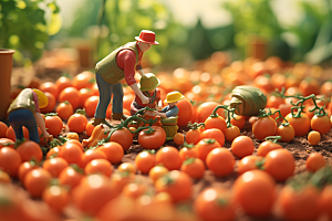 番茄西红柿农业微距小人