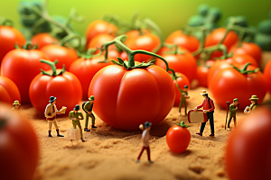 番茄生产采摘微距小人