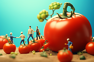 番茄西红柿蔬菜微距小人
