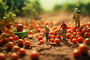 番茄西红柿种植微距小人