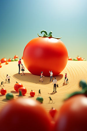 番茄生产种植微距小人