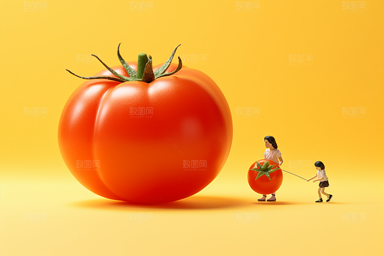番茄生产采摘微距小人