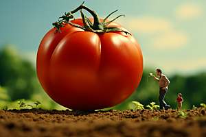 番茄农业收获微距小人