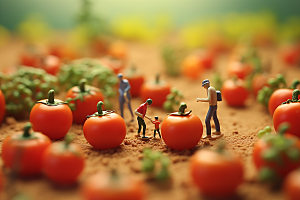 番茄蔬菜农业微距小人