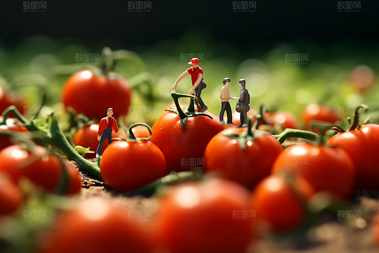 番茄农业美味微距小人