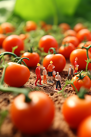 番茄种植农业微距小人