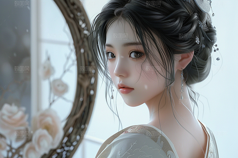 妆造发型唯美美妆造型摄影图