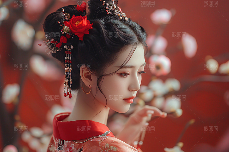 妆造发型人物艺术发型摄影图