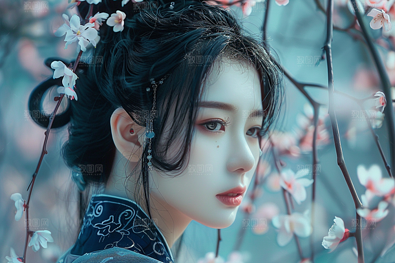妆造发型人物艺术发型摄影图