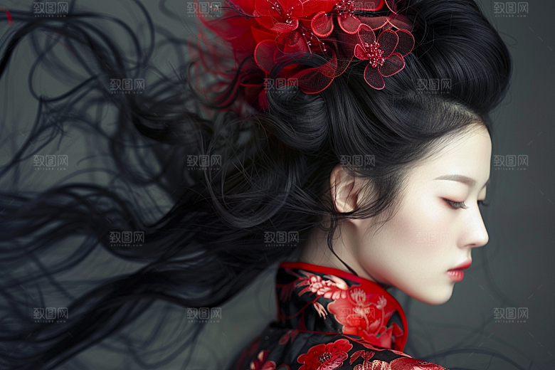 妆造发型唯美肖像摄影图
