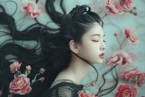 妆造发型高清美妆摄影图